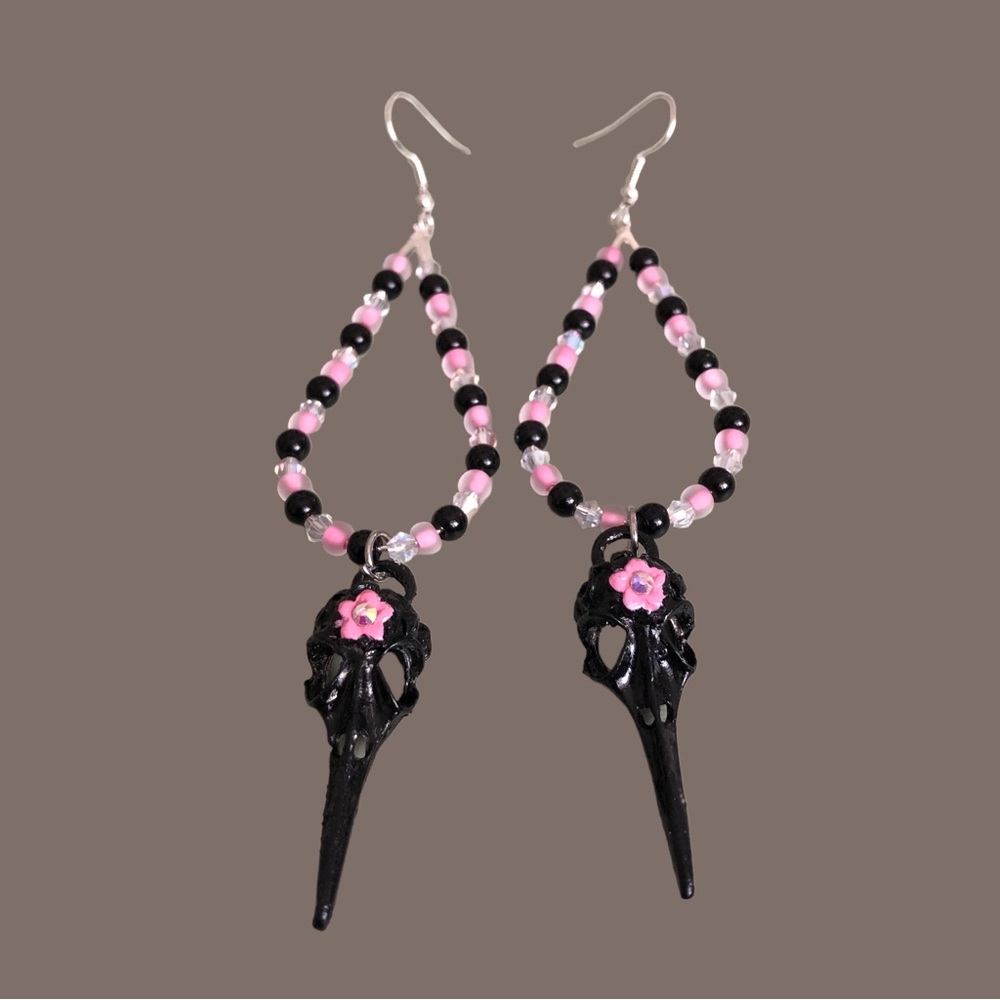Black Plague Doctor Bird Mask Halloween Goth Earrings